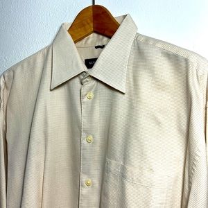KENNETH COLE New York Button Down Dress Shirt Cream Men’s Long Sleeves
